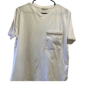 Zara white pocket t-shirt medium